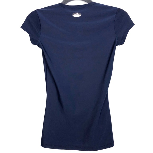 Under Armour Heat Gear Navy Blue Fitted Top Small - Picture 2 of 14